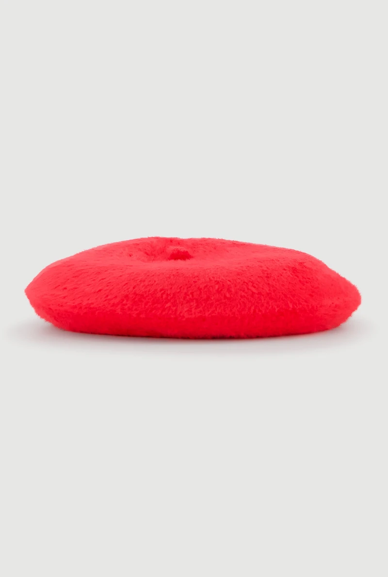 Solid Faux Fur Beret