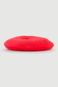 Solid Faux Fur Beret