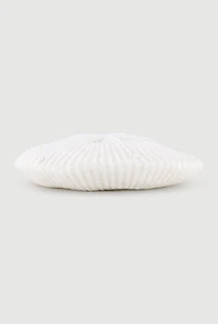 Lurex Rib Knit Faux Pearl Beret