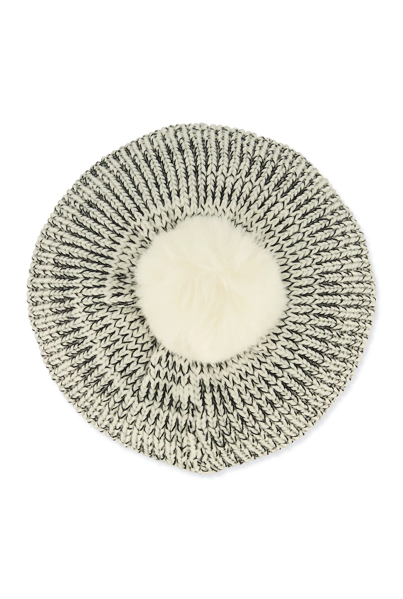 Spacedye Knit Pom Pom Slouch Beret