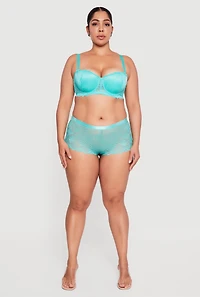 Plus Floral Patterned Lace Boyshort Panty