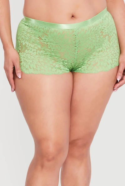 Plus Keyhole Back Lace Boyshort Panty