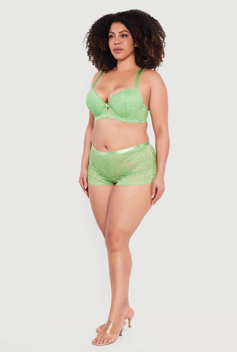 Plus Keyhole Back Lace Boyshort Panty