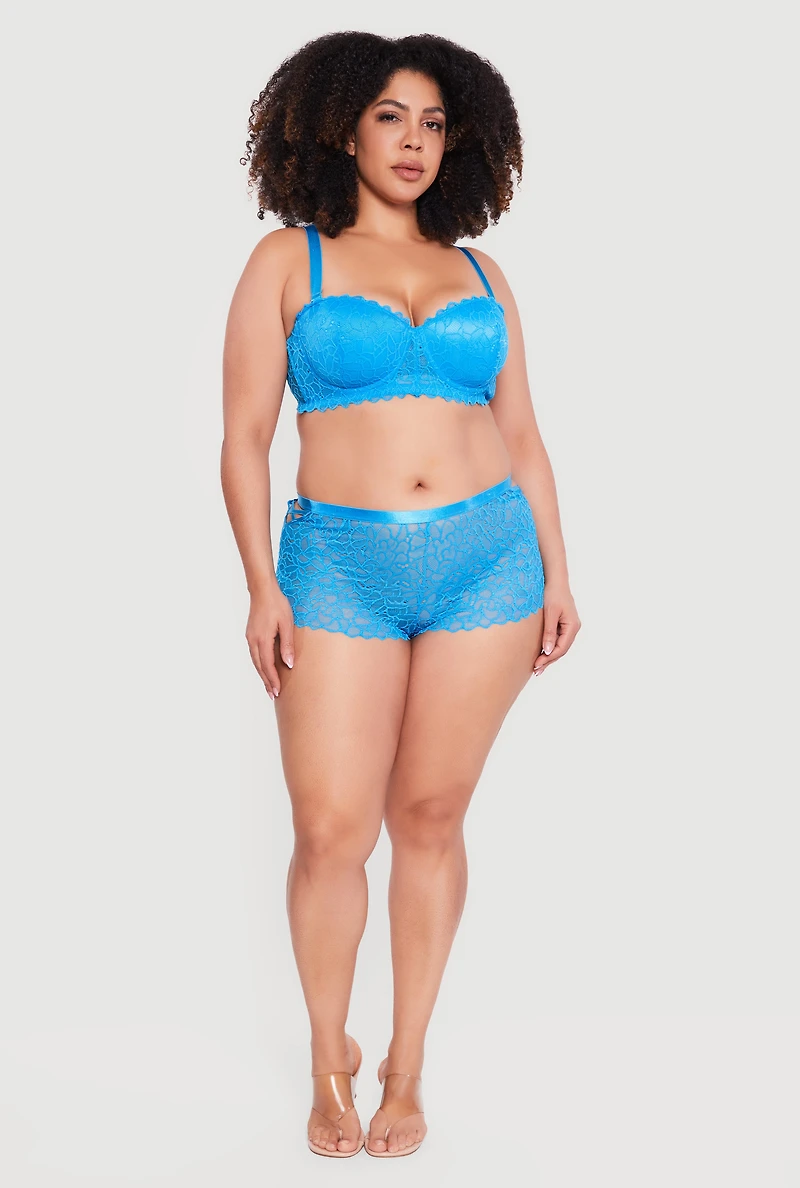 Plus Side Caged V Lace Boyshort Panty