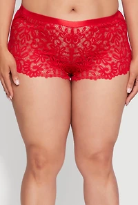 Plus Abstract Lace Boyshort Panty