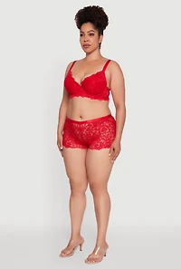 Plus Abstract Lace Boyshort Panty