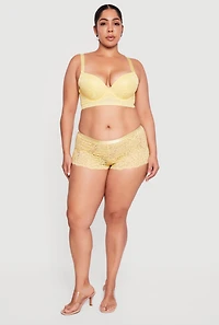 Plus Floral Lace Longline Plunge Bra