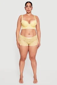 Plus Floral Lace Longline Plunge Bra