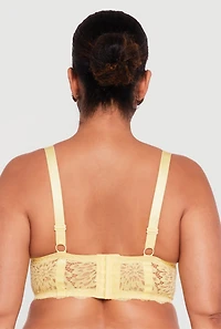 Plus Floral Lace Longline Plunge Bra