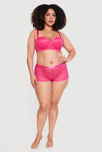 Plus Scalloped Hem Lace Convertible Balconette Bra