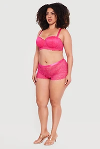 Plus Scalloped Hem Lace Convertible Balconette Bra