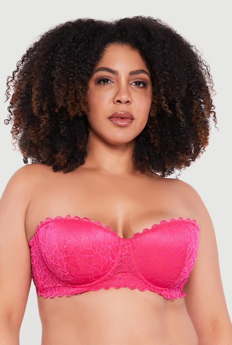 Plus Scalloped Hem Lace Convertible Balconette Bra