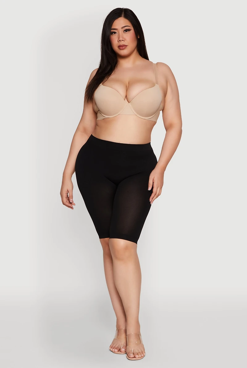 Womens Plus Laser Cut Plunge Bra, Beige,