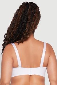 Womens Plus Solid Balconette Bra | Converts to Strapless, White,