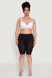 Womens Plus Seamless Padded Push Up Plunge Bra, White,