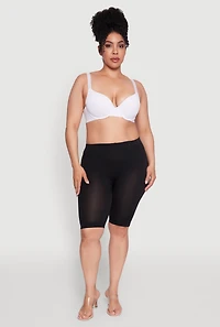 Womens Plus Size Seamless Padded Push Up Plunge Bra, White, Size 40D