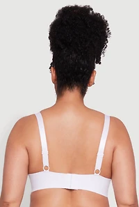 Womens Plus Size Seamless Padded Push Up Plunge Bra, White, Size 40D