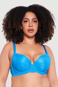Plus Scalloped Detail Lace Plunge Bra
