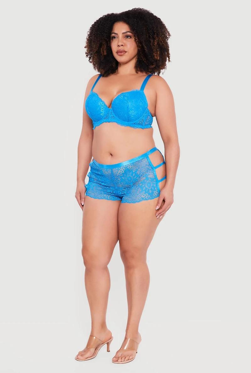 Plus Scalloped Detail Lace Plunge Bra