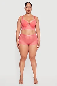 Plus Lace Caged Front Longline Plunge Bra