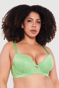 Plus Floral Lace Keyhole Plunge Bra