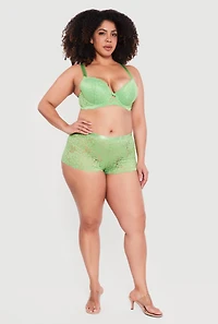 Plus Floral Lace Keyhole Plunge Bra