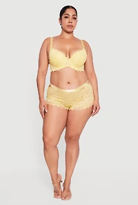 Plus Scalloped Floral Lace Plunge Bra