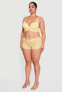 Plus Scalloped Floral Lace Plunge Bra