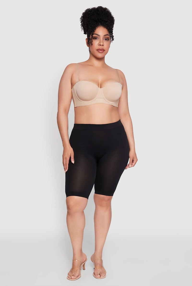 Womens Plus Size Padded Push-Up Balconette Bra | Convertible to Strapless, Beige, Size 44D