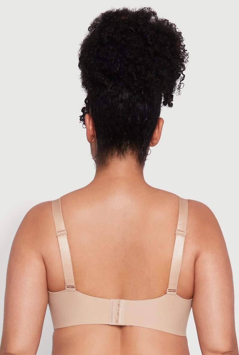 Womens Plus Size Padded Push-Up Balconette Bra | Convertible to Strapless, Beige, Size 44D