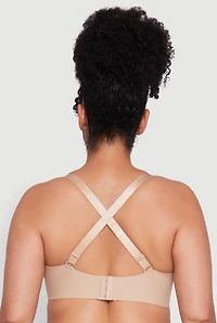 Womens Plus Padded Push-Up Balconette Bra | Convertible to Strapless, Beige,