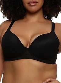 Womens Plus Size Mesh Detail Plunge Bra, Black, Size 38DD