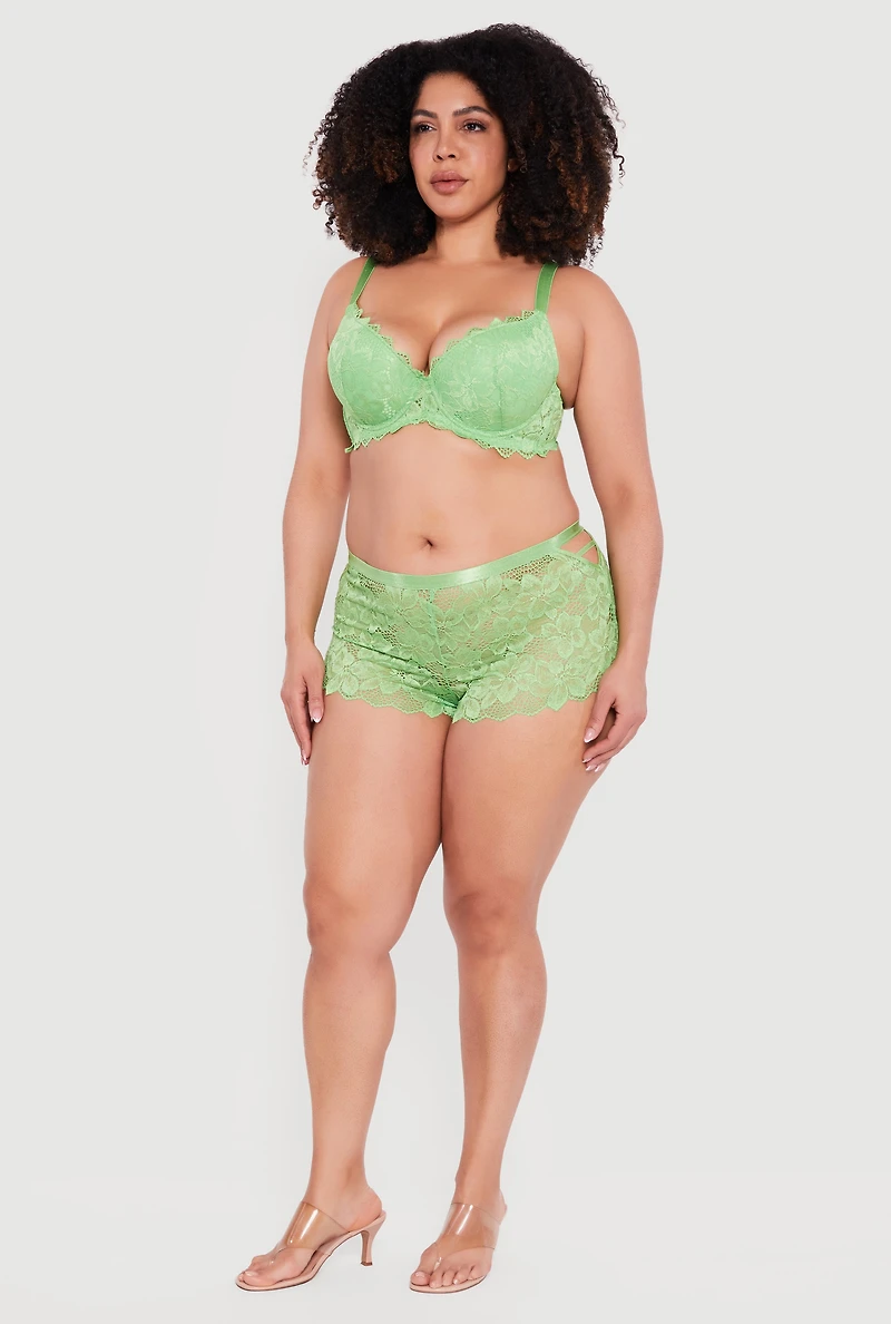 Plus Floral Lace Plunge Bra