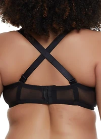 Plus Solid Mesh Convertible Balconette Bra