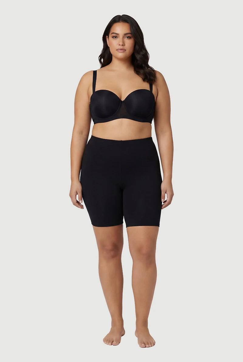 Plus Size Mesh Detail Laser Cut Convertible Balconette Bra