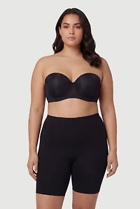 Plus Size Mesh Detail Laser Cut Convertible Balconette Bra