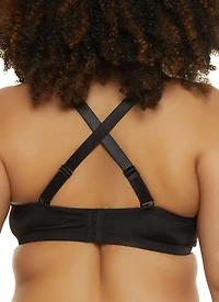 Womens Plus Size Basic Balconette Bra | Convertible to Strapless, Black, Size 40D