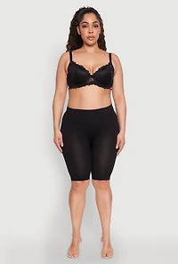 Womens Plus Size Elegant Scalloped Lace Push-Up Plunge Bra, Black, Size 42C
