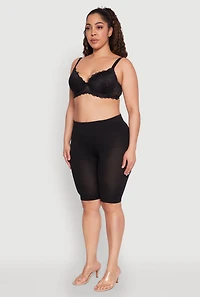 Womens Plus Size Elegant Scalloped Lace Push-Up Plunge Bra, Black, Size 38D