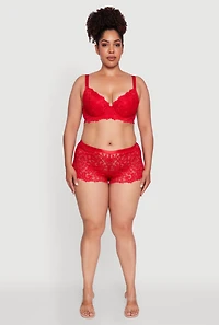 Plus Floral Lace Padded Plunge Bra