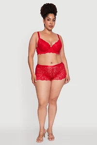 Plus Floral Lace Padded Plunge Bra