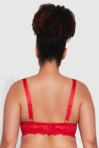 Plus Floral Lace Padded Plunge Bra