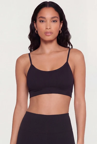 Seamless Ribbed Knit Padded Sports Bra