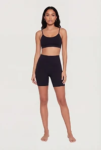 Seamless Ribbed Knit Padded Sports Bra