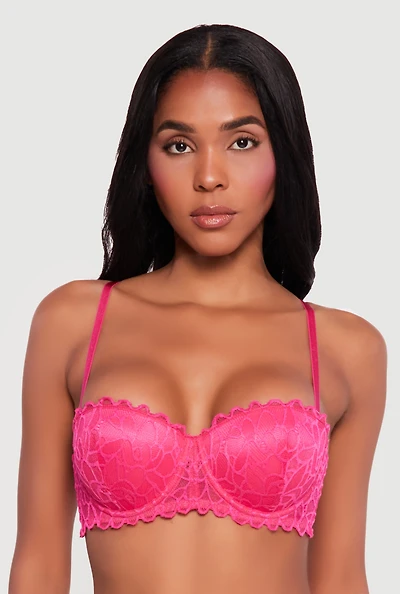 Scalloped Hem Convertible Lace Balconette Bra