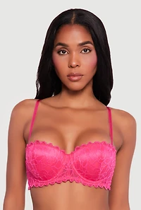 Scalloped Hem Convertible Lace Balconette Bra
