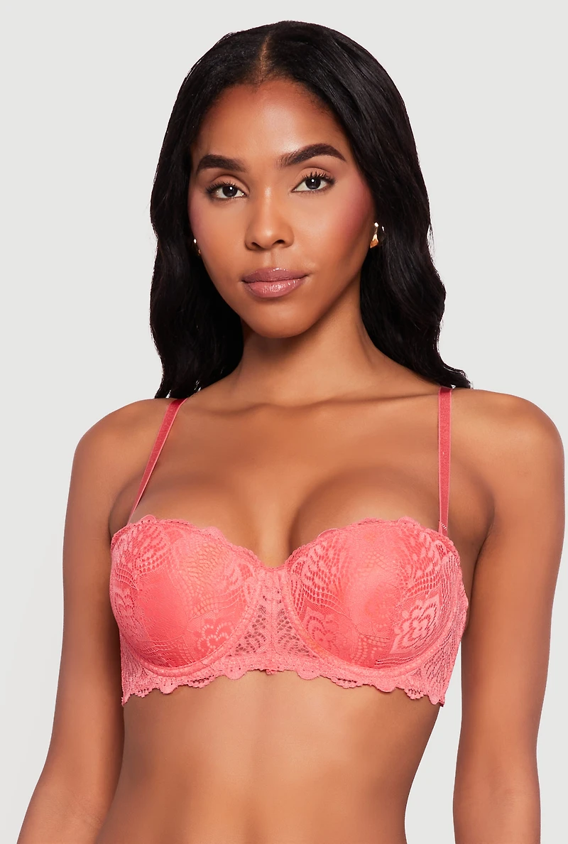 Scalloped Lace Convertible Balconette Bra