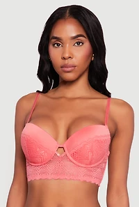 Lace Keyhole Front Longline Plunge Bra