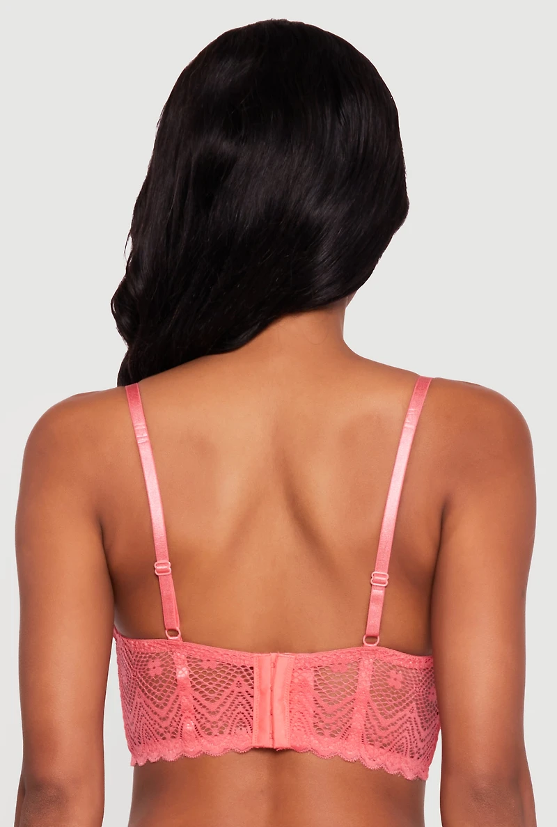 Lace Keyhole Front Longline Plunge Bra