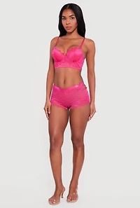 Floral Lace Longline Push Up Plunge Bra